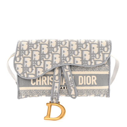 Christian Dior Oblique Slim Saddle Pouch Grey 1 of 14