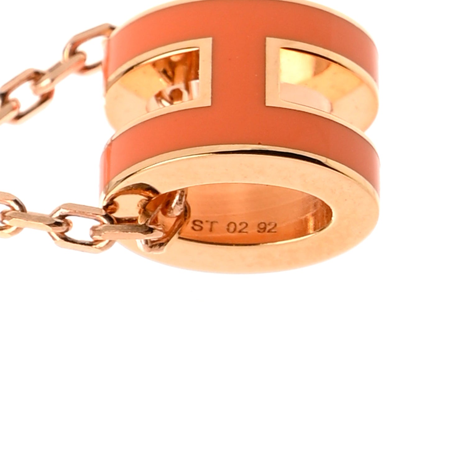 Lacquered Rose Gold Mini Pop H Pendant Necklace Orange