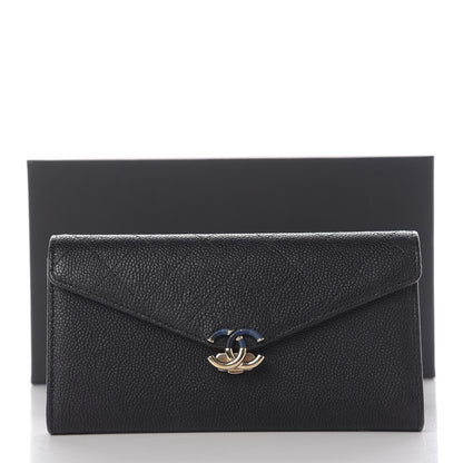Chanel Caviar Quilted CC Box Gusset Flap Wallet Black Navy 14 of 14