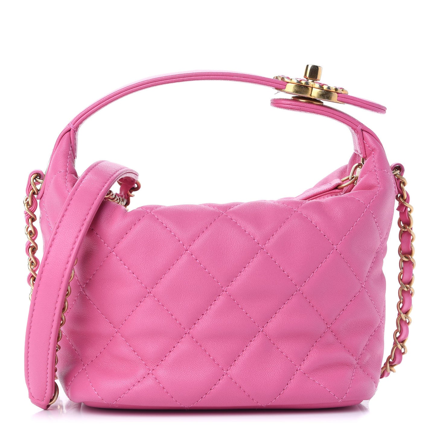 Lambskin Quilted Small Perfect Meeting Hobo Pink