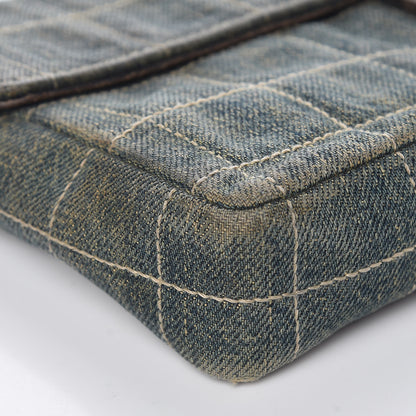 Chanel Denim Chocolate Bar Quilted East West Flap 12 of 15