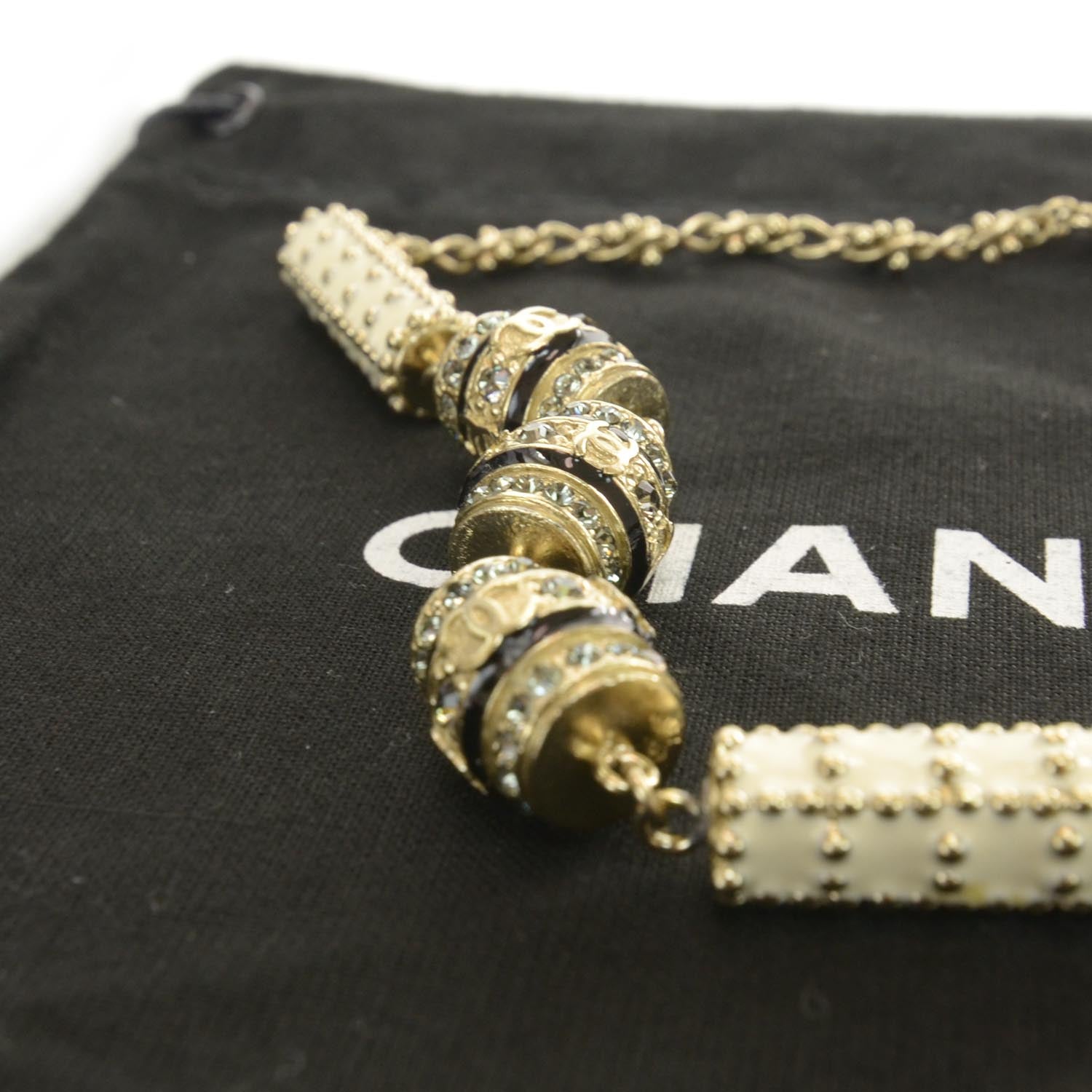 Chanel Crystal Enamel CC Necklace Gold 4 of 5
