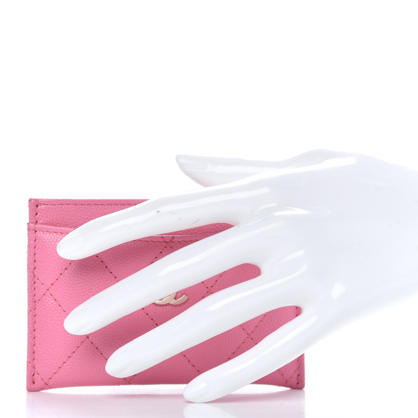 Caviar Quilted Card Holder Pink