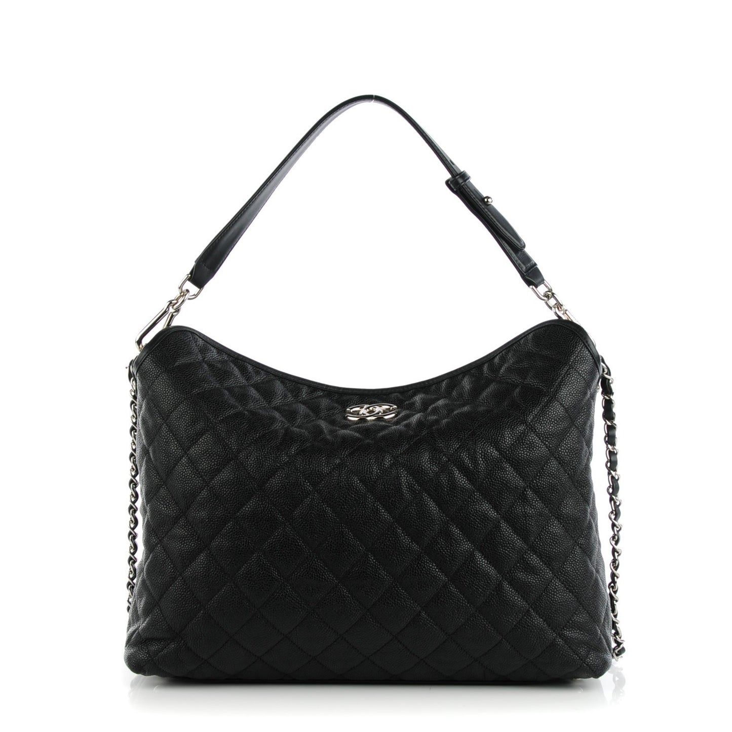 Caviar Quilted French Riviera Hobo Black
