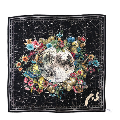 Christian Dior Silk Zodiac Print Square Scarf 90 Black Multicolor 1 of 3