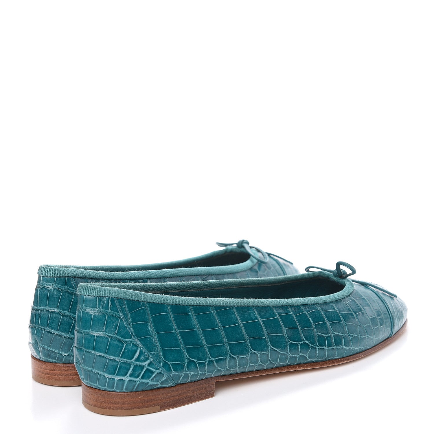 Chanel Alligator CC Cap Toe Ballerina Flats 40 Turquoise 4 of 12