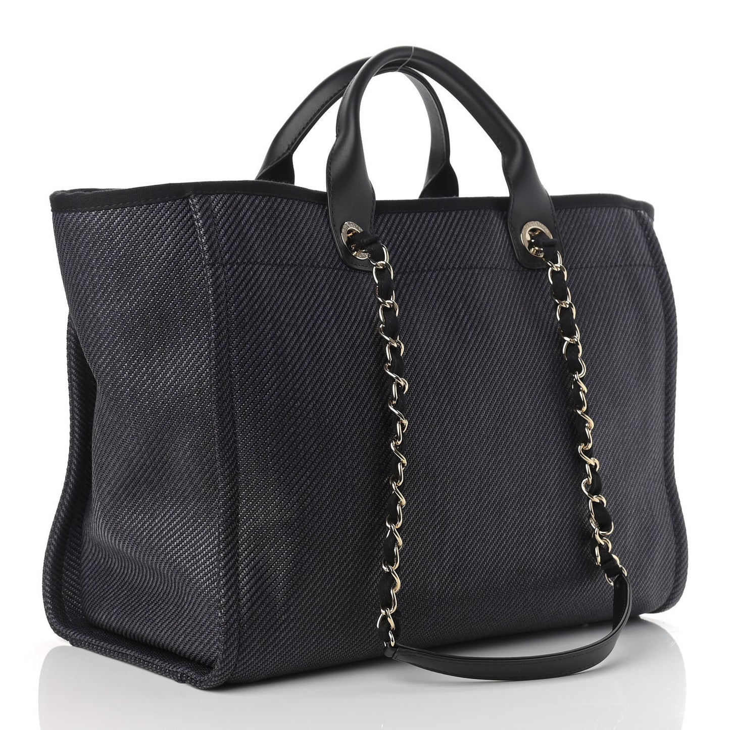 Mixed Fibers Calfskin Medium Deauville Tote Black