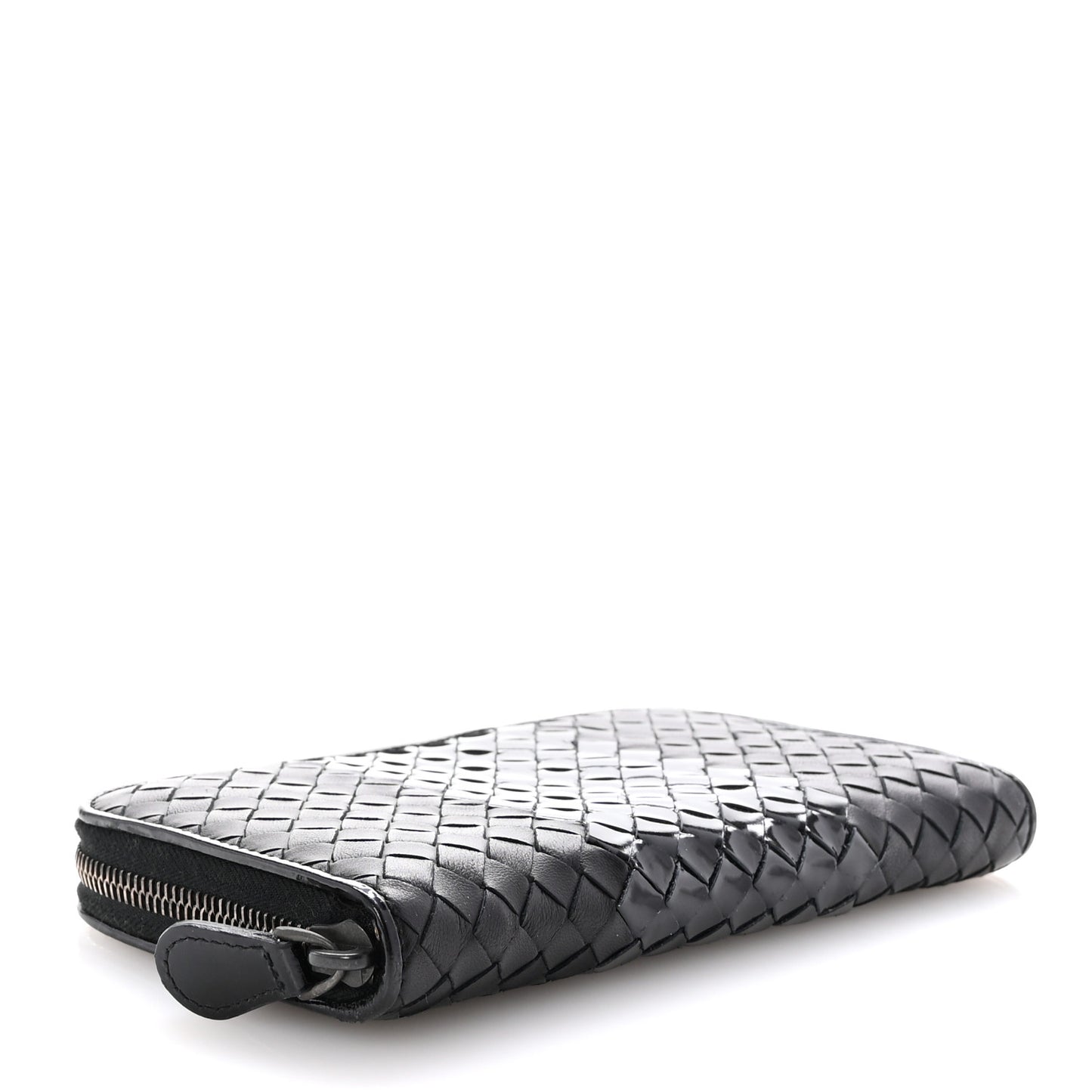 Nappa Patent Intrecciato Zip Around Wallet Black