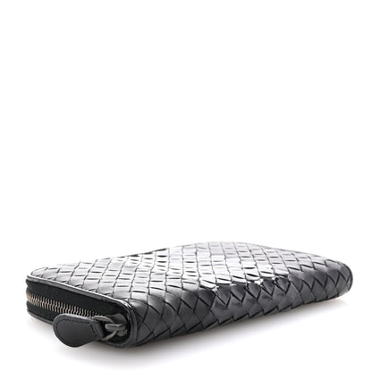 Bottega Veneta Nappa Patent Intrecciato Zip Around Wallet Black 4 of 8