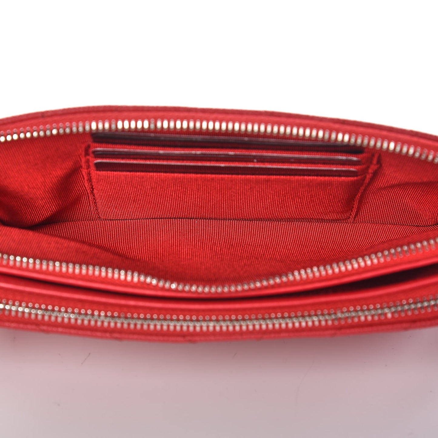 Caviar Chevron Quilted Small Clutch With Chain Light Red