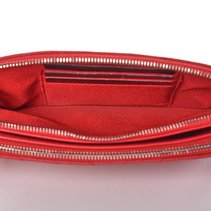 Chanel Caviar Chevron Quilted Small Clutch With Chain Light Red 6 of 11
