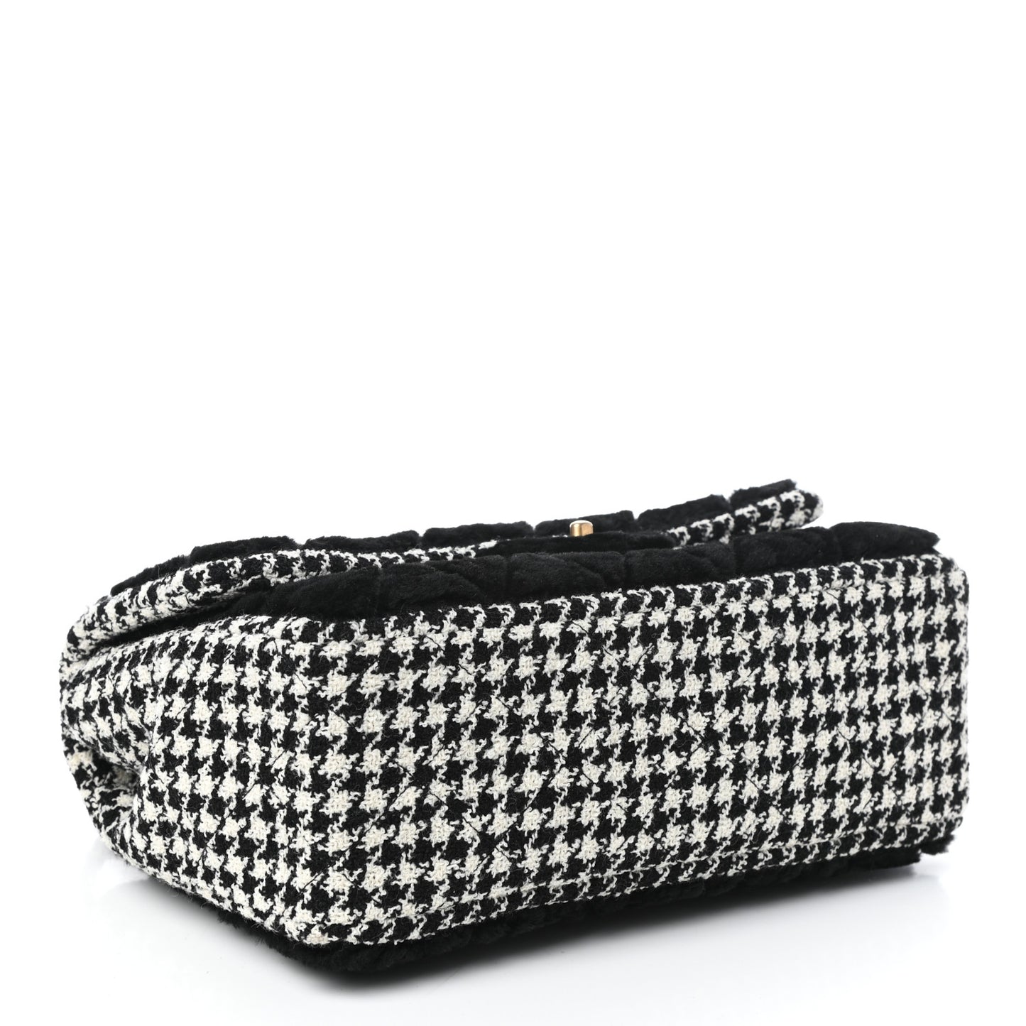 Shearling Tweed Jumbo Single Flap Black White