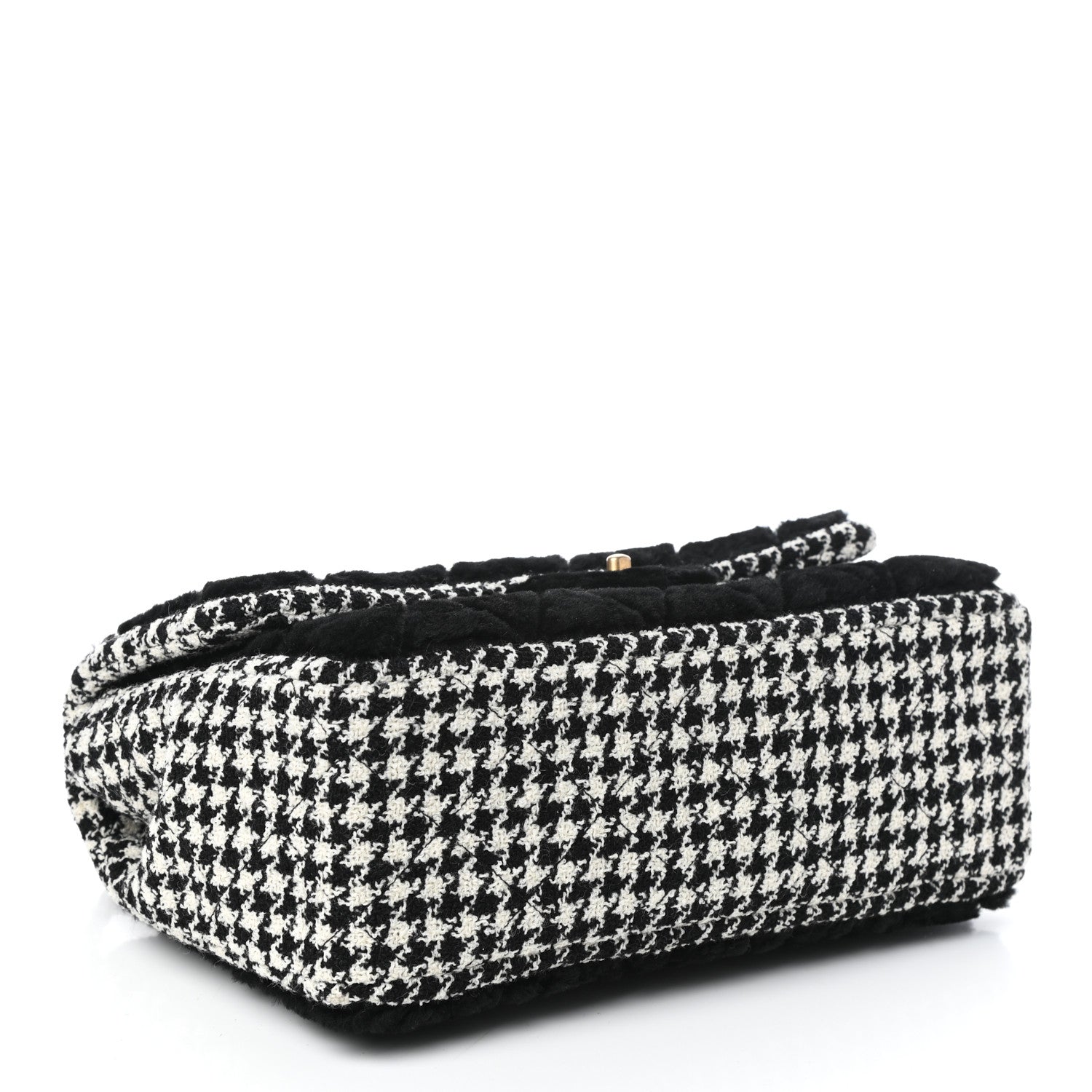 Chanel Shearling Tweed Jumbo Single Flap Black White 4 of 10