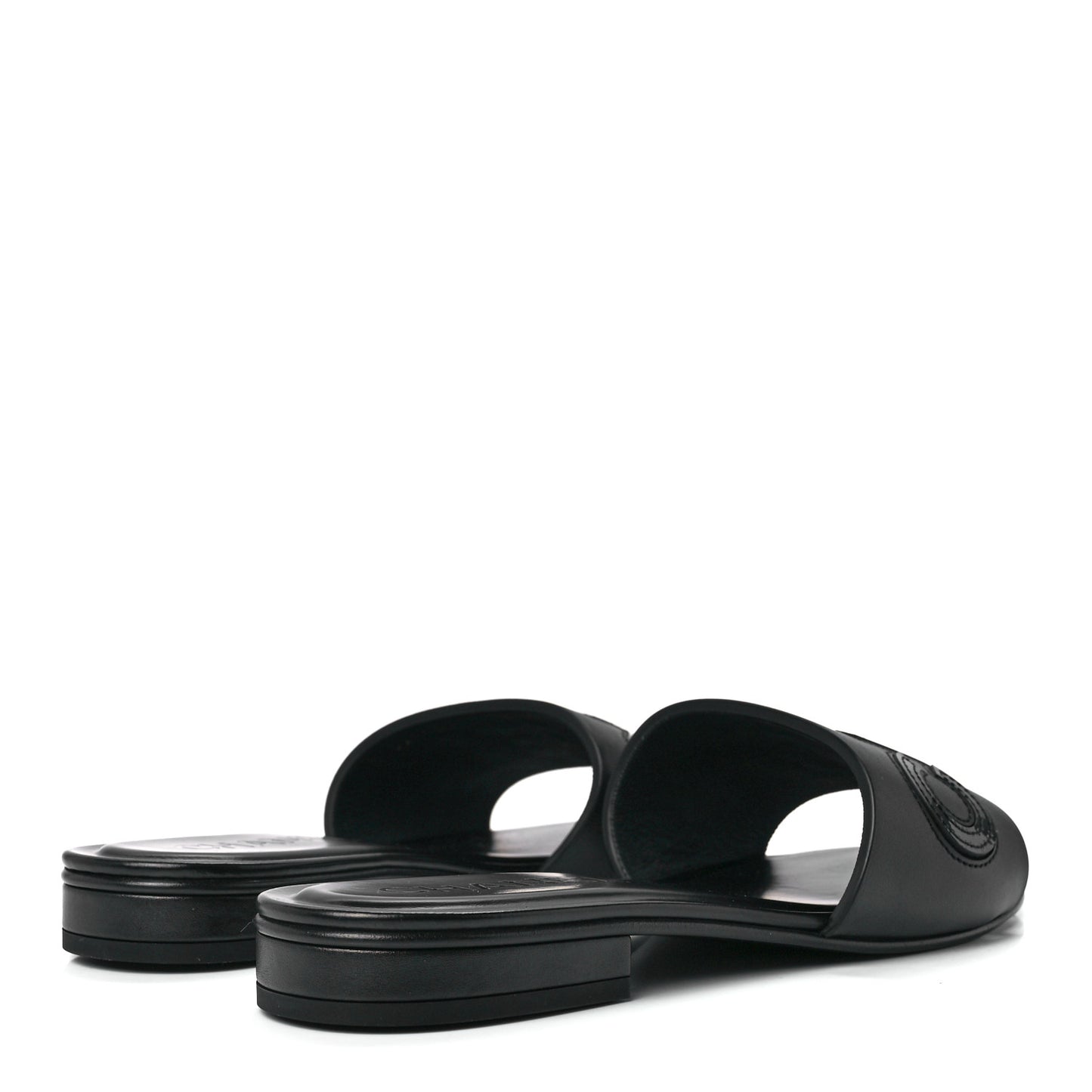 Calfskin Patent Calfskin Logo Mules 37.5 Black
