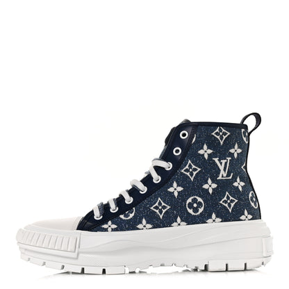 Louis Vuitton Denim Monogram Squad Sneaker Boots 40 Marine 1 of 8