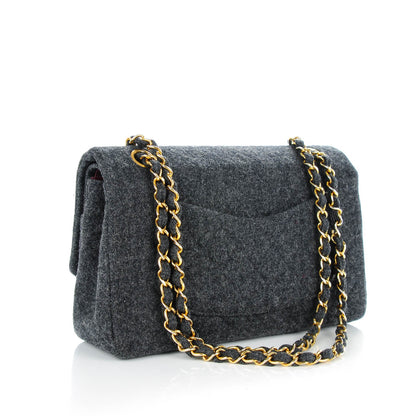 Chanel Wool Quilted Medium Double Flap Grey 3 of 9