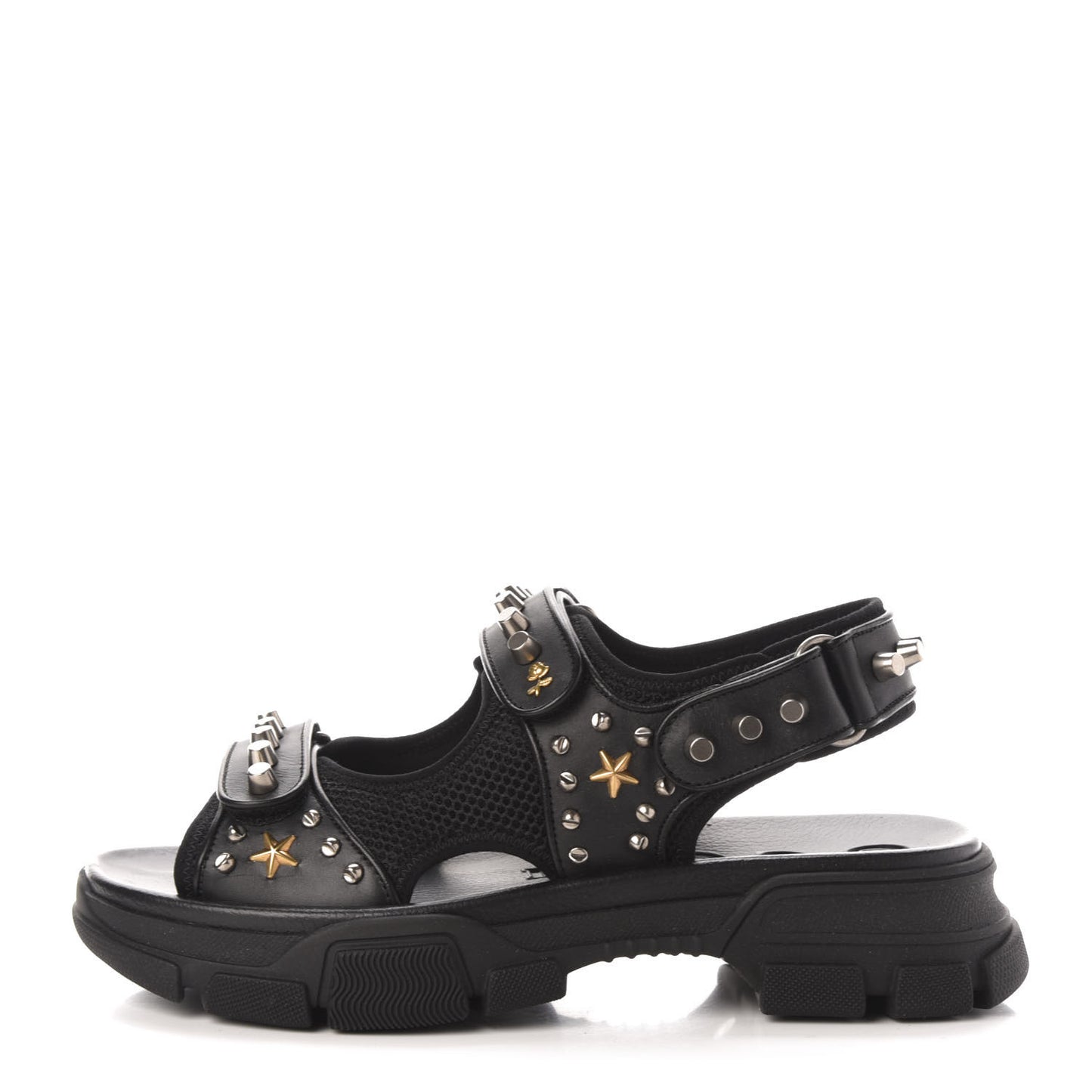 Nappa Mesh Studded Mens Aguru Sandals 10 Black