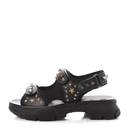 Gucci Nappa Mesh Studded Mens Aguru Sandals 10 Black 1 of 8