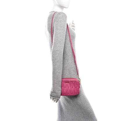 Miu Miu Vitello Lux Matelasse Double Zip Shoulder Bag Peonia 2 of 10