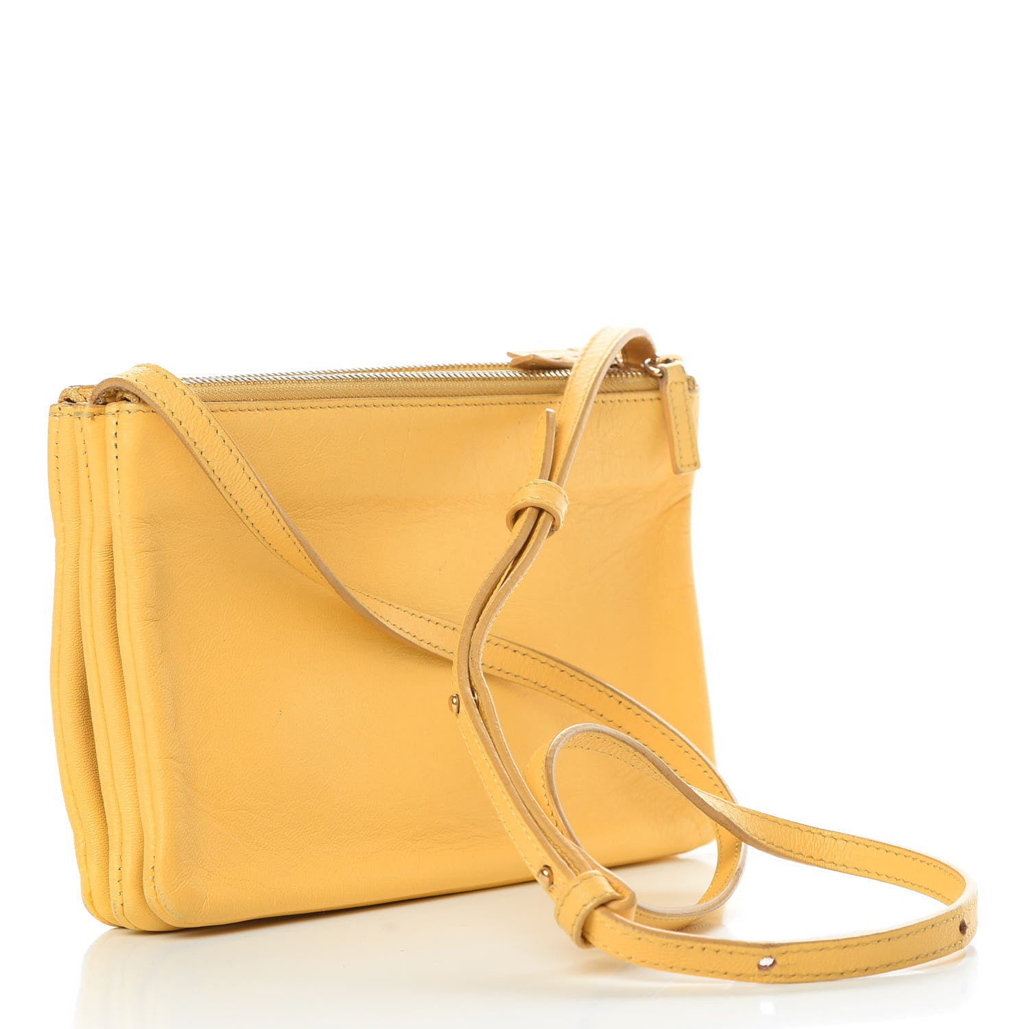 Celine Lambskin Small Trio Crossbody Bag Fluo Yellow 3 of 17