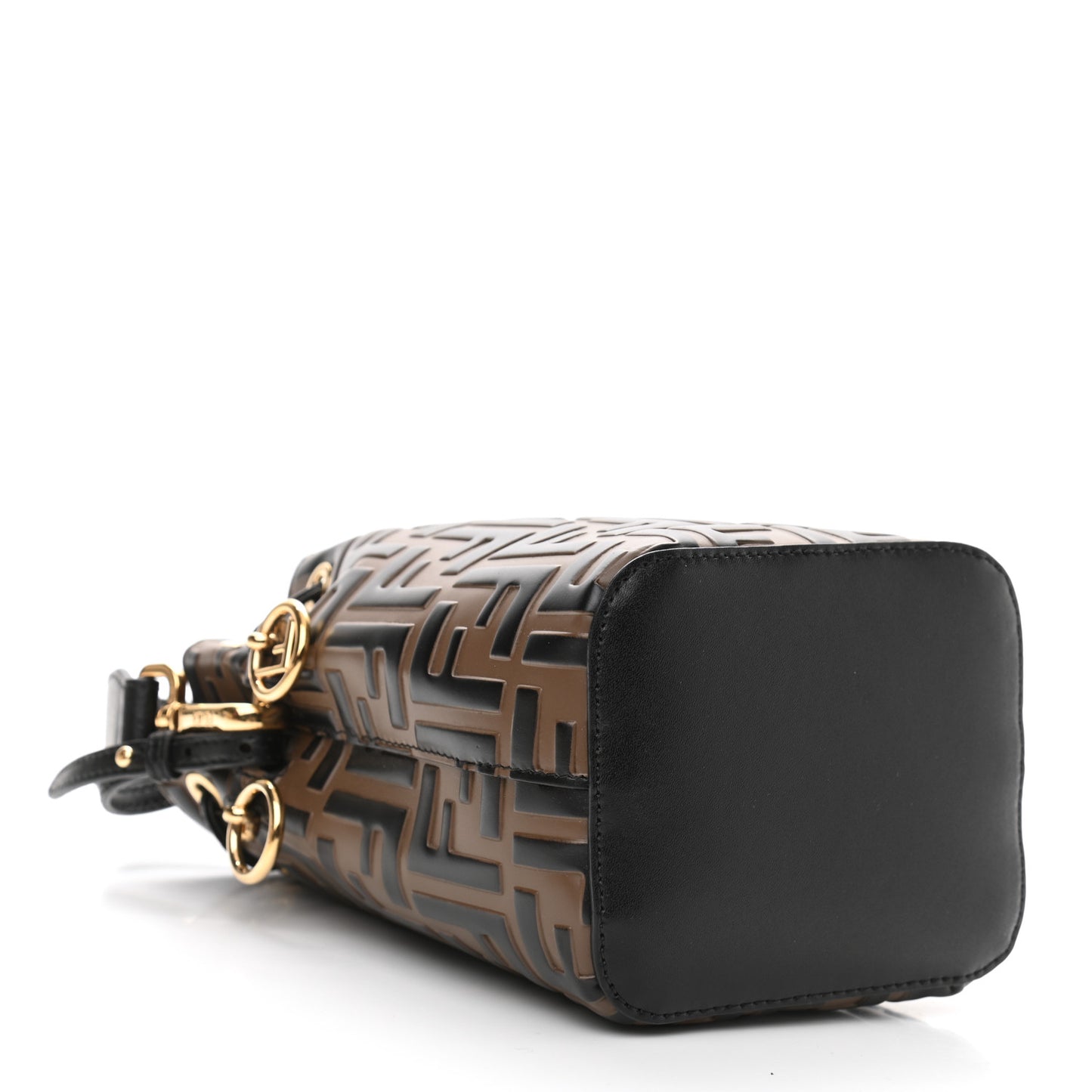 Vitello Liberty F is Fendi Bi-Color FF 1974 Embossed Mini Mon Tresor Bucket Bag Maya Black