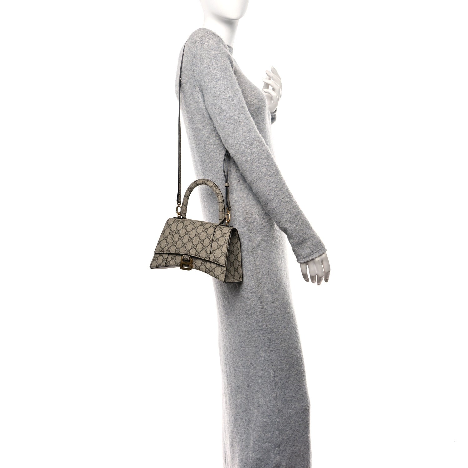 Balenciaga X GUCCI GG Supreme Monogram Small Hourglass Top Handle Bag Beige Ebony 2 of 11