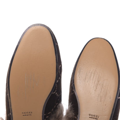 Gucci Velvet GG Monogram Fur Womens Princetown Slippers 40 Brown Black Natural 6 of 8