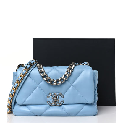 Chanel Lambskin Quilted Medium Chanel 19 Flap Light Blue 10 of 10
