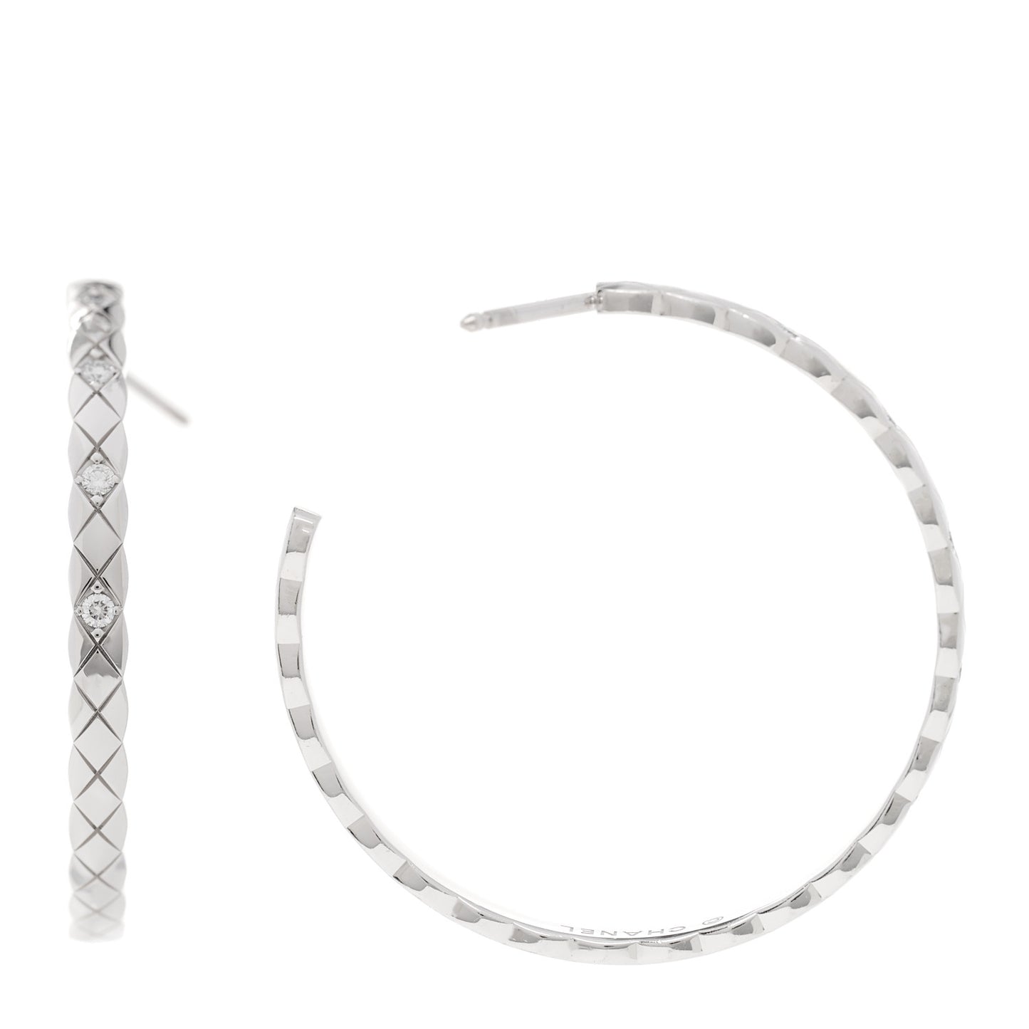 18K White Gold Diamond Coco Crush Hoop Earrings