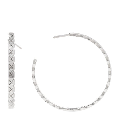 Chanel 18K White Gold Diamond Coco Crush Hoop Earrings 1 of 5