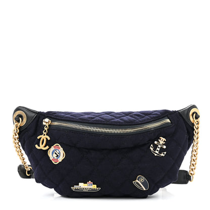 Chanel Wool Lambskin Quilted Paris Hamburg Charms Waist Bag Dark Navy 1 of 10
