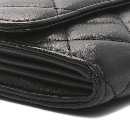 Chanel Lambskin Quilted Large Gusset Flap Wallet Black 9 of 11