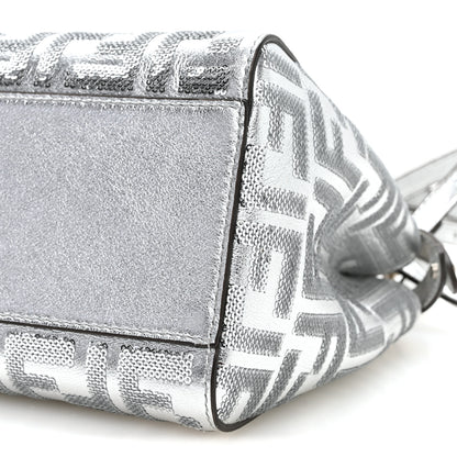 Fendi Vitello Catalan Mirror Sequin FF 1974 Embroidered Mini Peekaboo Iconic Satchel Argento 10 of 11