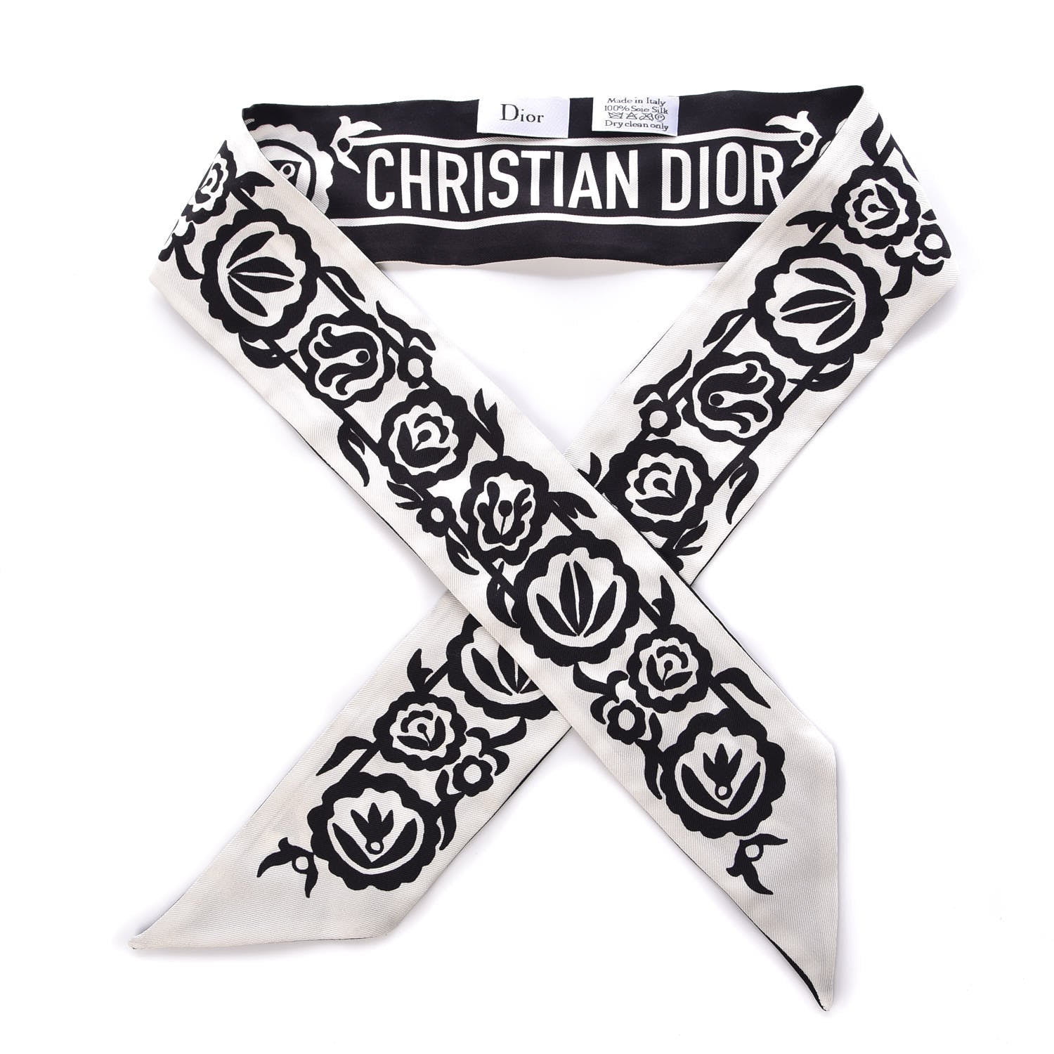 Christian Dior Silk Mexican Flowers Mitzah Scarf Black 1 of 7