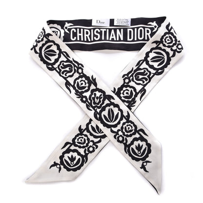 Christian Dior Silk Mexican Flowers Mitzah Scarf Black 1 of 7