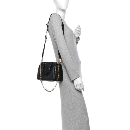 Louis Vuitton Lambskin Embossed Monogram Speedy 22 Bandouliere Black 2 of 10