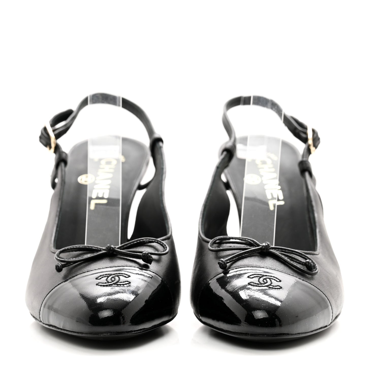 Lambskin Cap Toe CC Slingback Pumps 40.5 Black