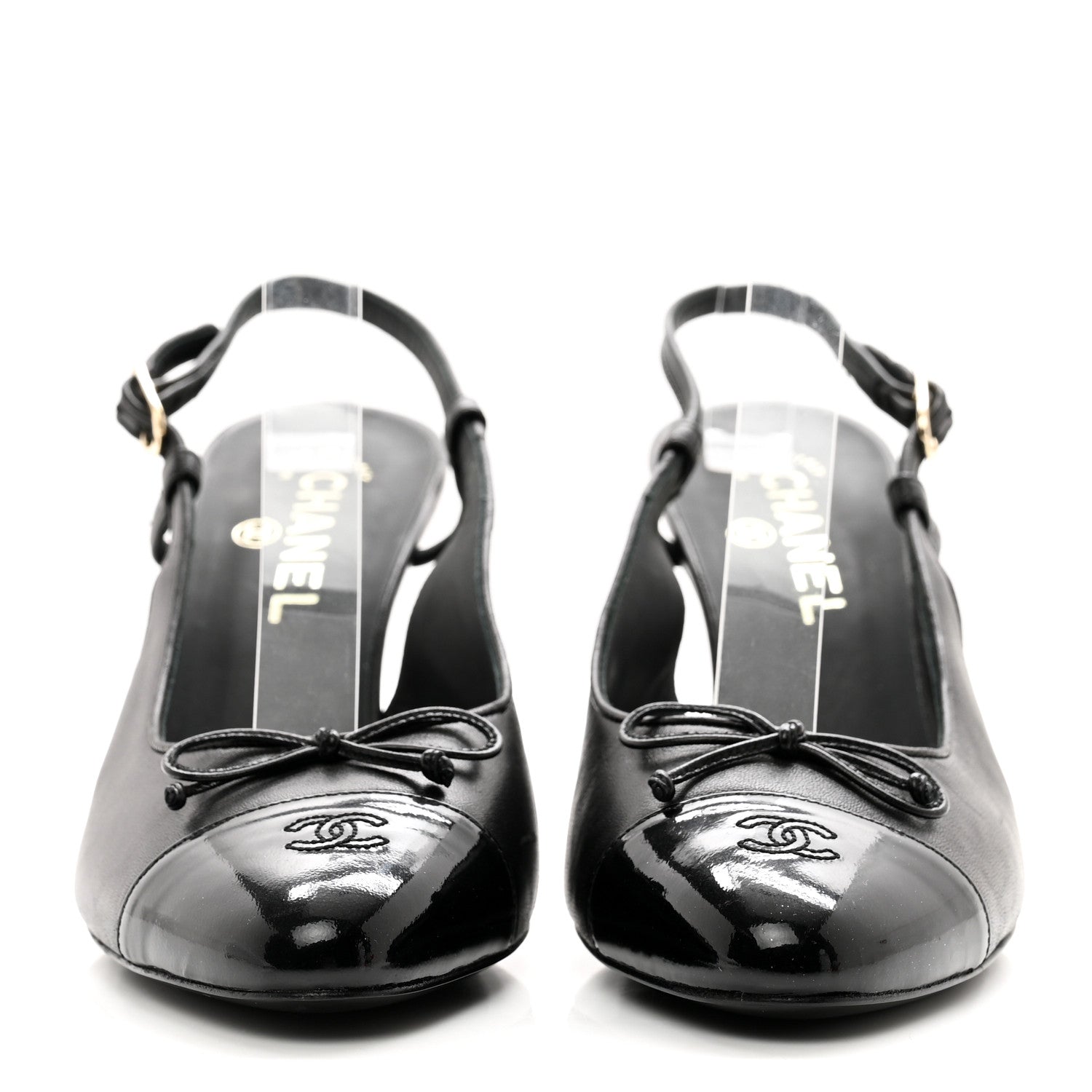 Chanel Lambskin Cap Toe CC Slingback Pumps 40.5 Black 2 of 7