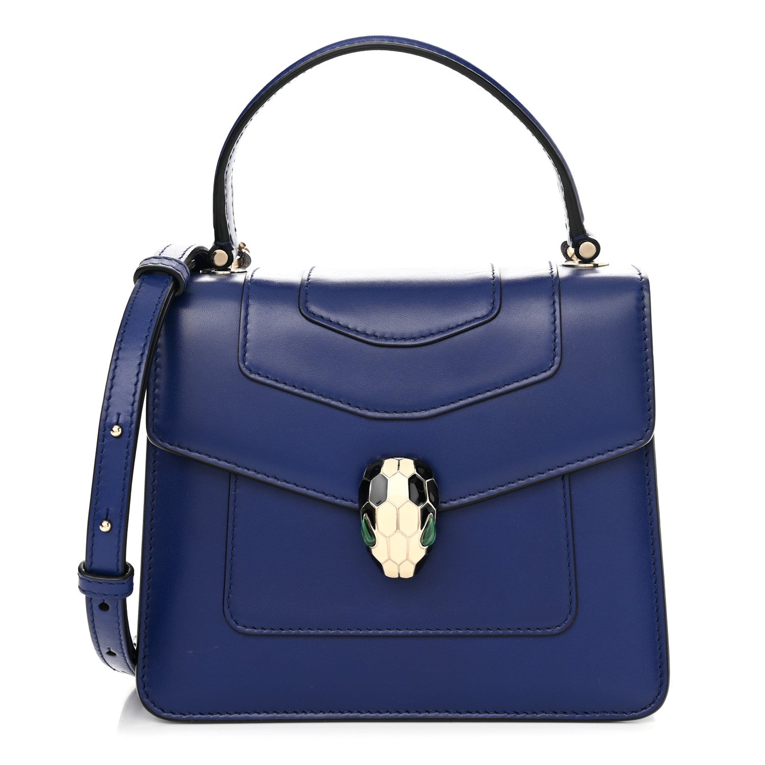 Bulgari Calfskin Serpenti Forever Top Handle Blue 1 of 9