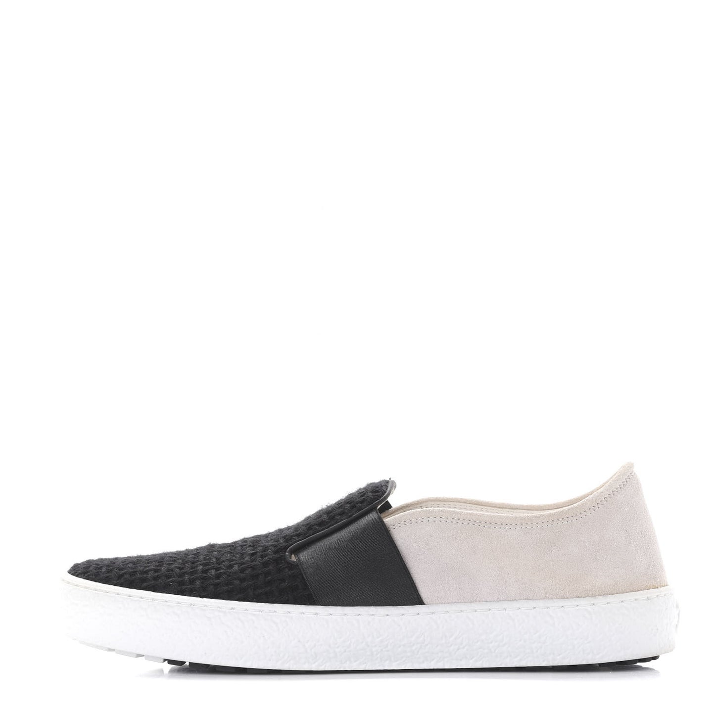 Suede Calfskin Tweed Sneakers 38.5 Black White