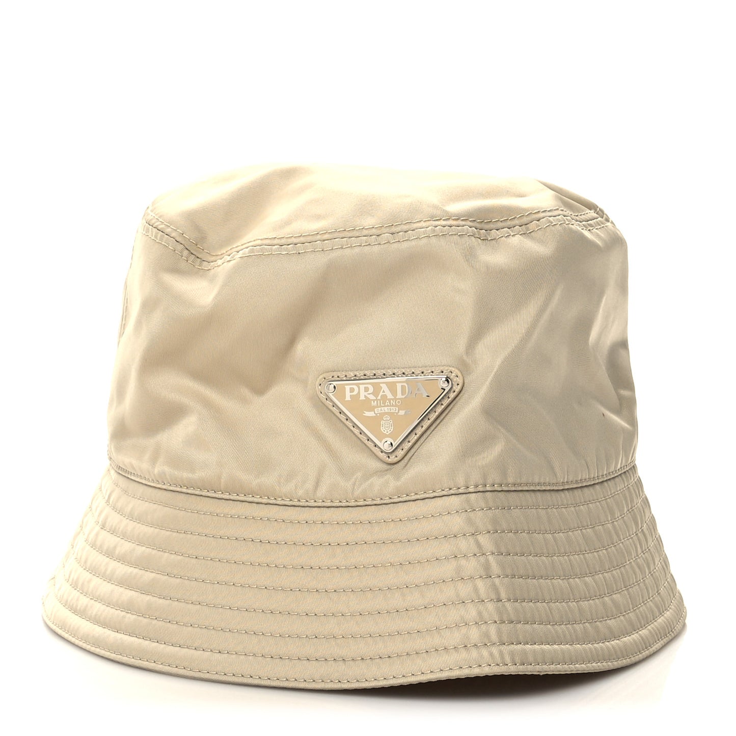 Re-Nylon Metal Triangle Logo Womens Bucket Hat M Deserto