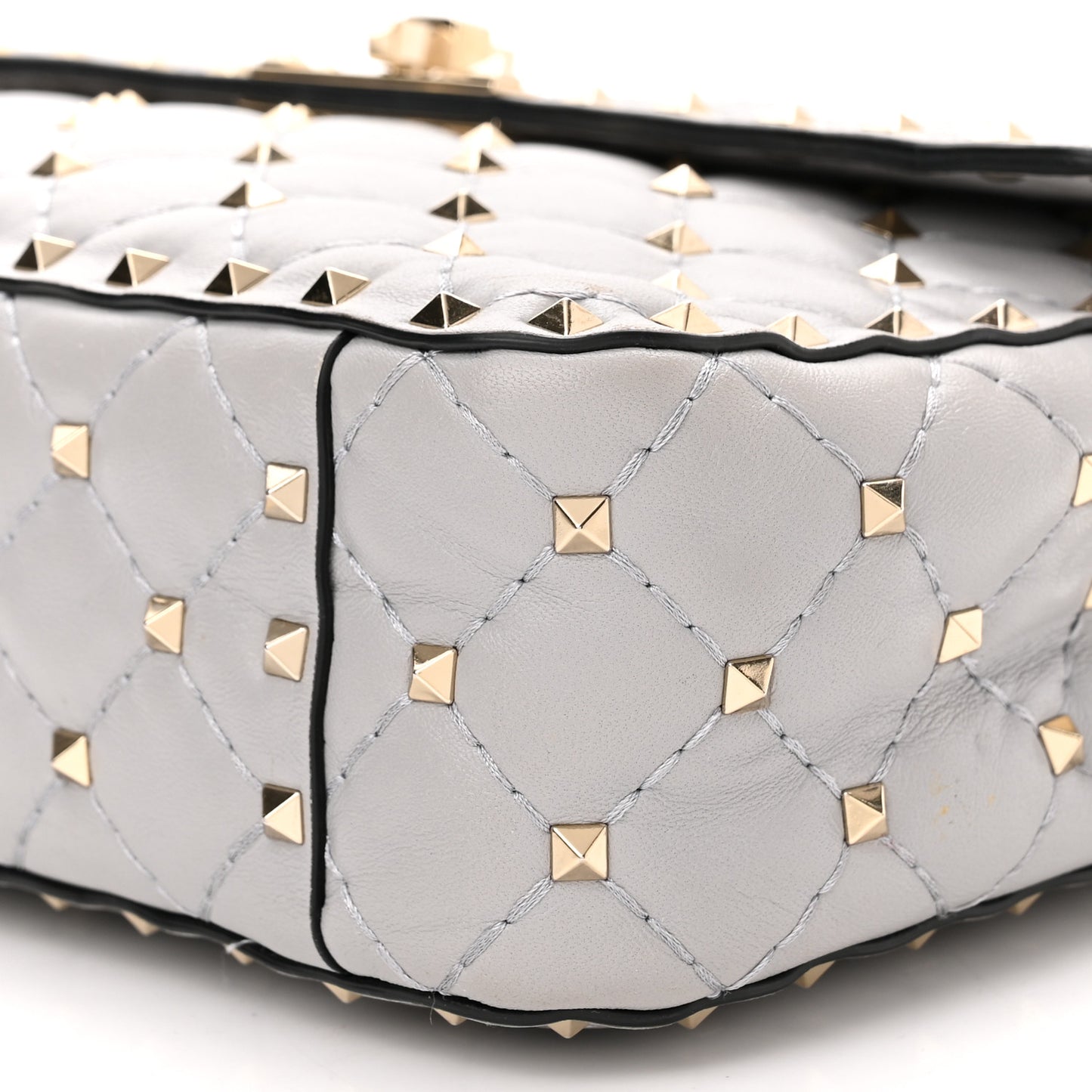 Nappa Medium Rockstud Spike Shoulder Bag Pastel Grey