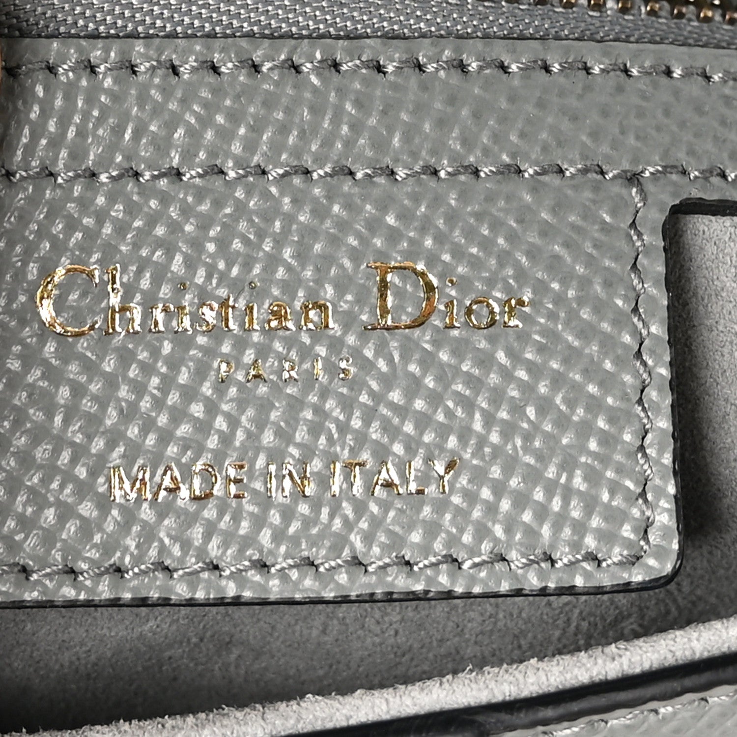 Christian Dior Grained Calfskin Saddle Bag Grey Stone 6 of 10