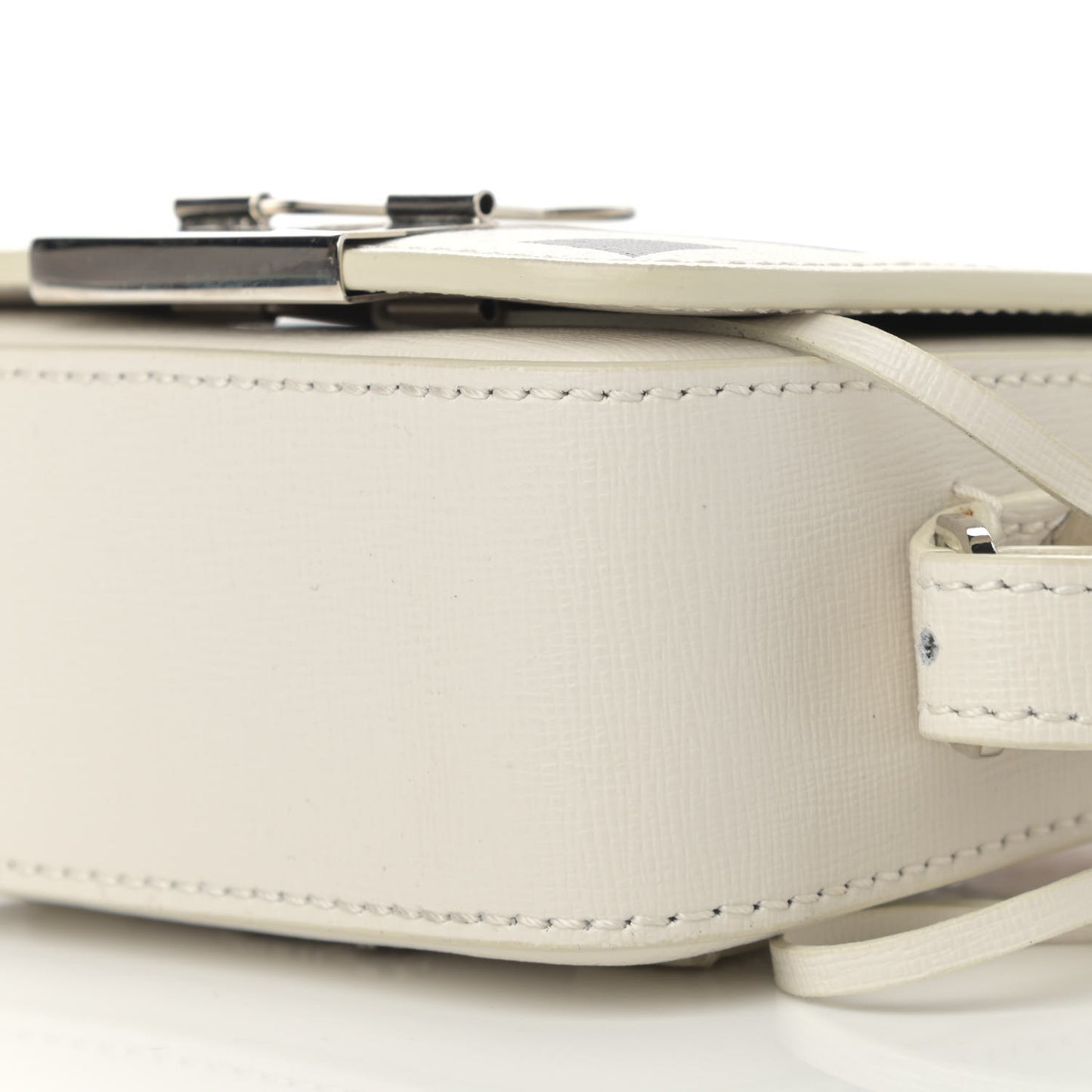 Saffiano Striped Baby Flap White Black
