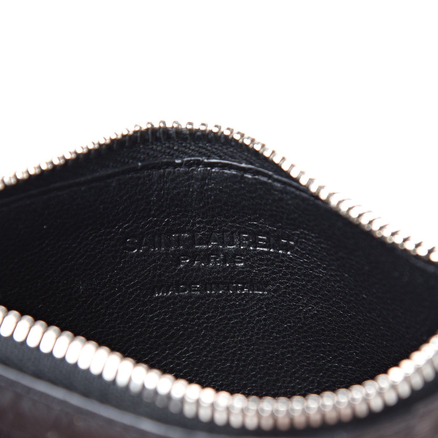 Saint Laurent Calfskin Crocodile Embossed 5 Fragments Zip Card Case Black 5 of 7