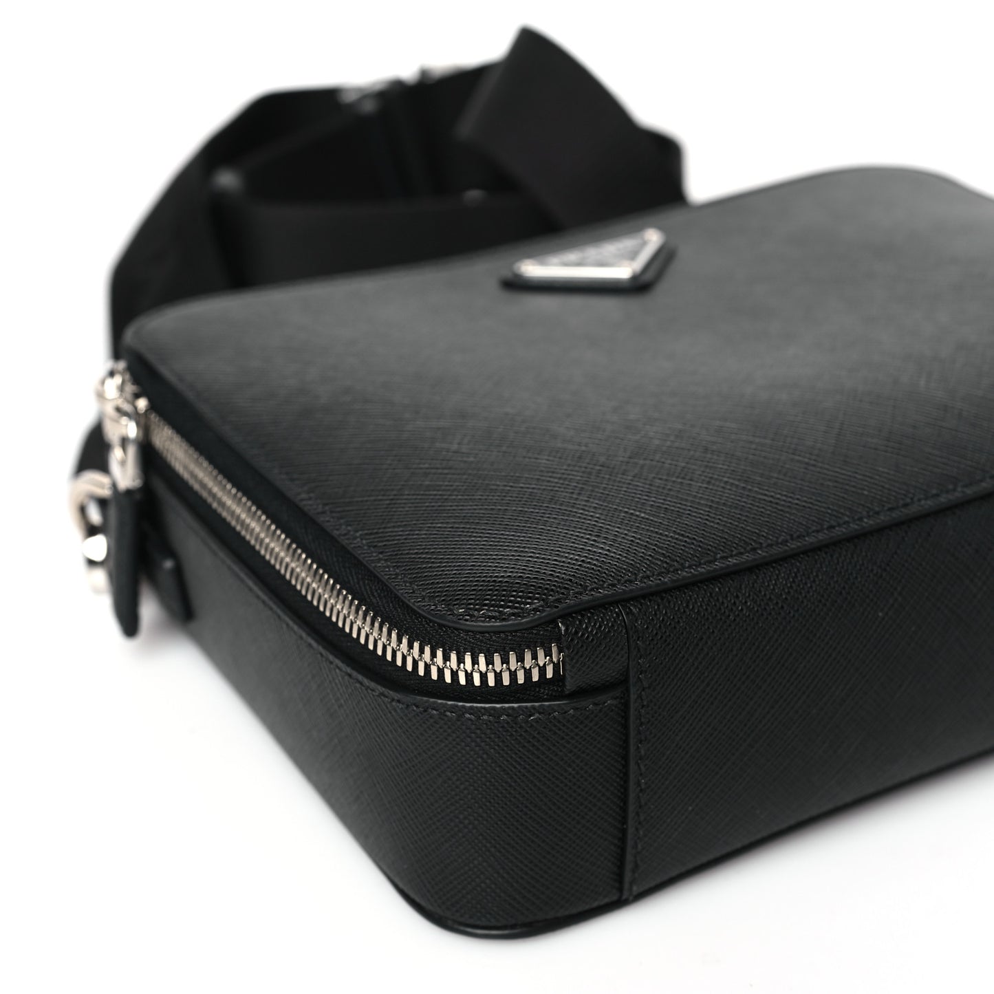 Saffiano Travel Medium Brique Crossbody Bag Black