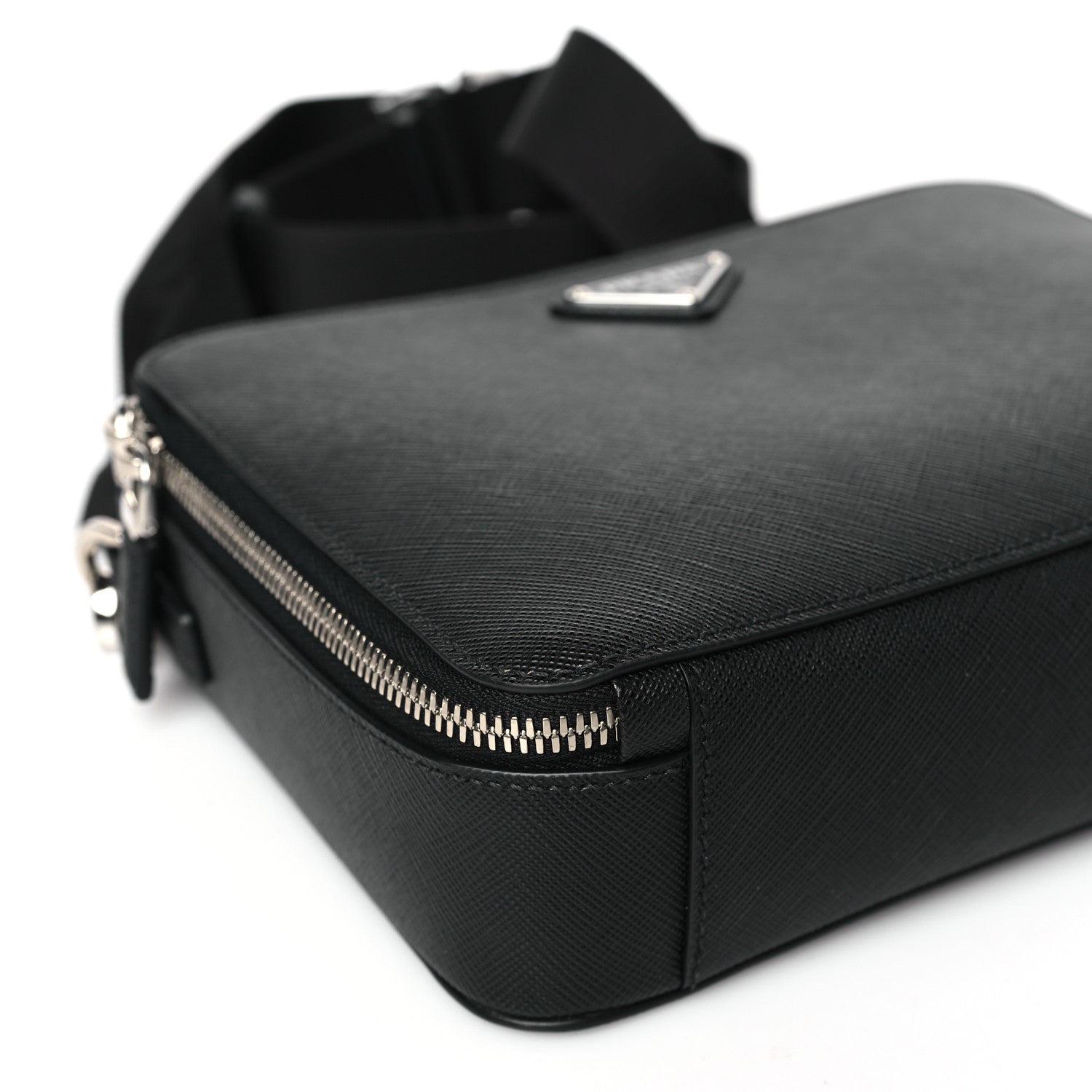 Prada Saffiano Travel Medium Brique Crossbody Bag Black 7 of 9