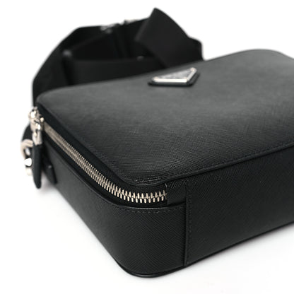 Prada Saffiano Travel Medium Brique Crossbody Bag Black 7 of 9