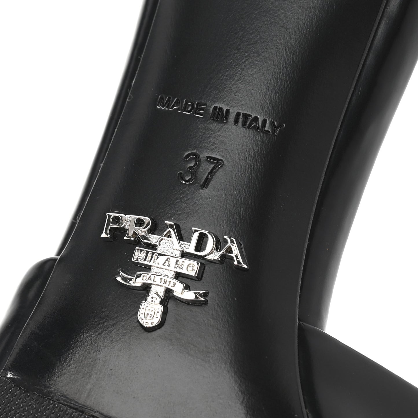 Spazzolato Nylon Flower Metal Triangle Logo Slide Sandals 37 Black