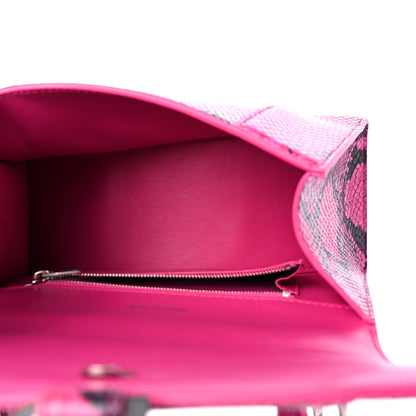 Balenciaga Shiny Calfskin Python Effect Small Hourglass Top Handle Bag Fuchsia Black 5 of 10